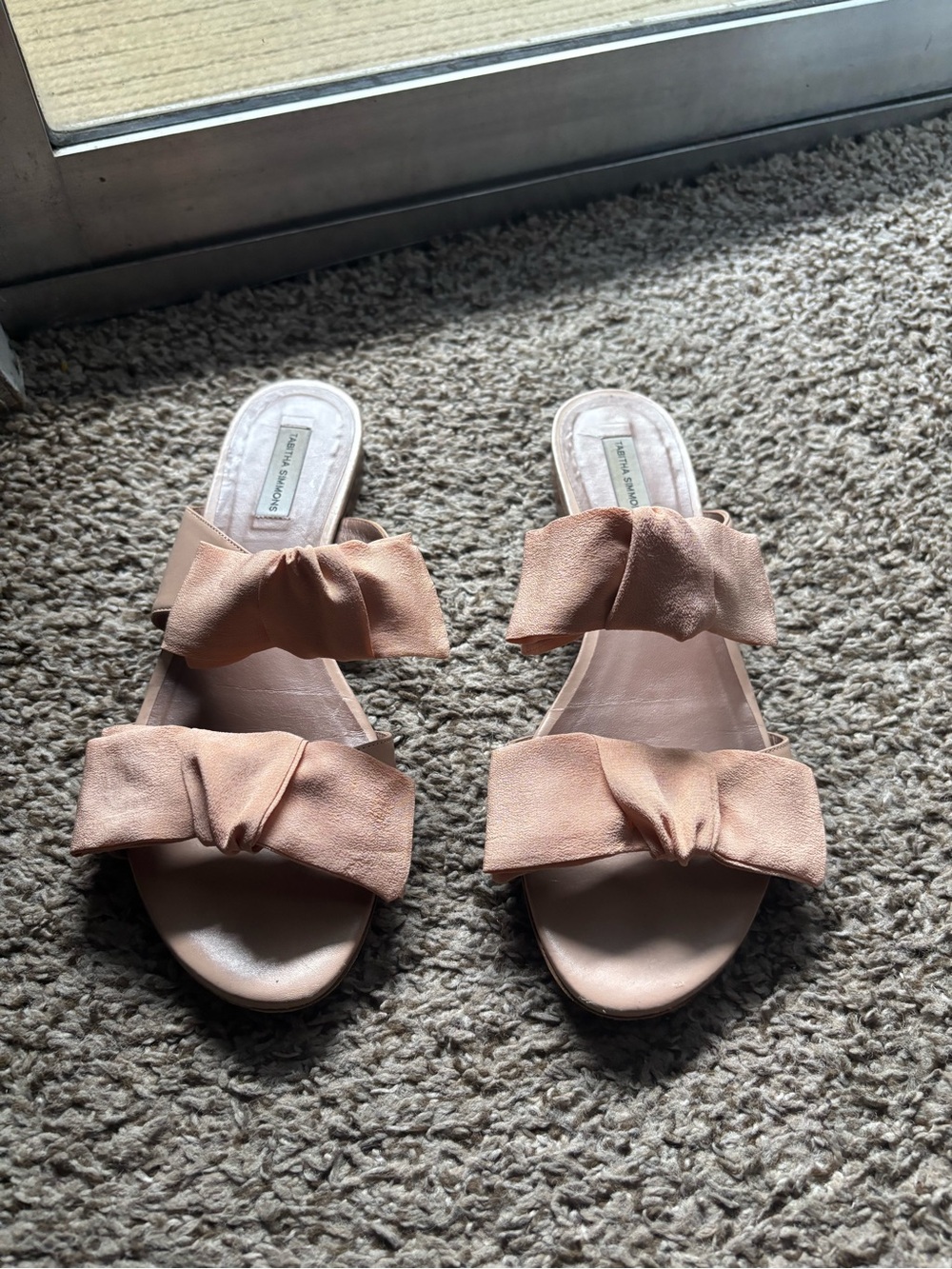 Tabitha Simmons Blush Pink Bow Slide Sandals